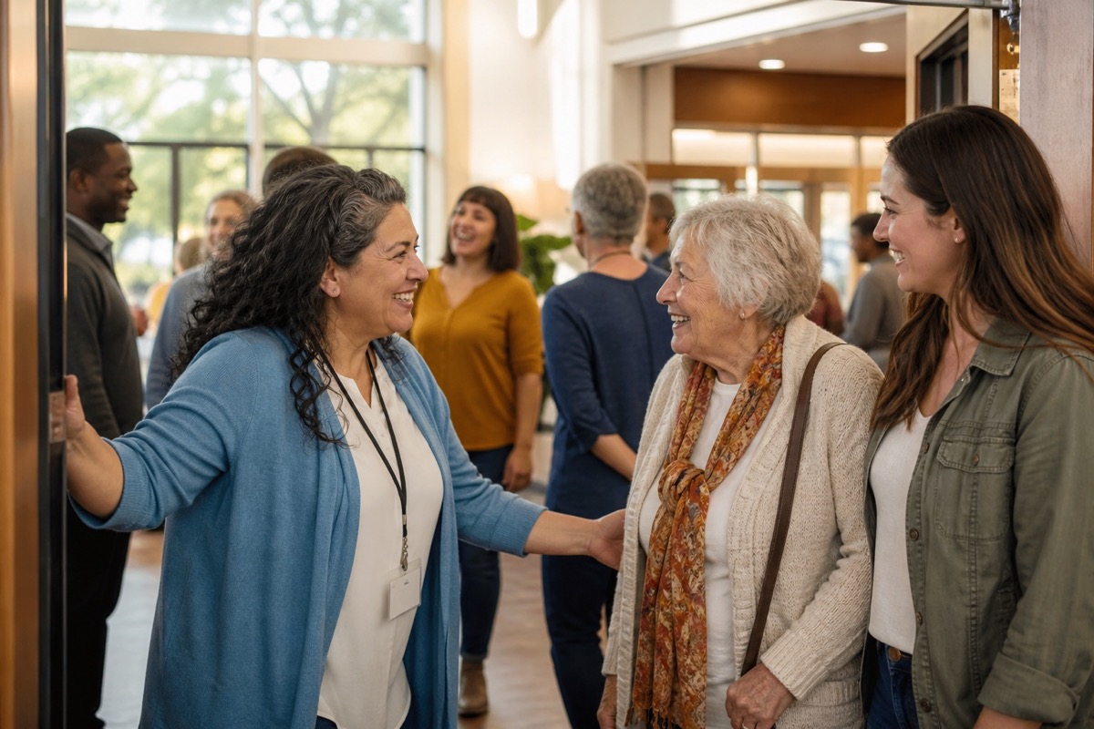 A nonprofit team welcoming members at program launch